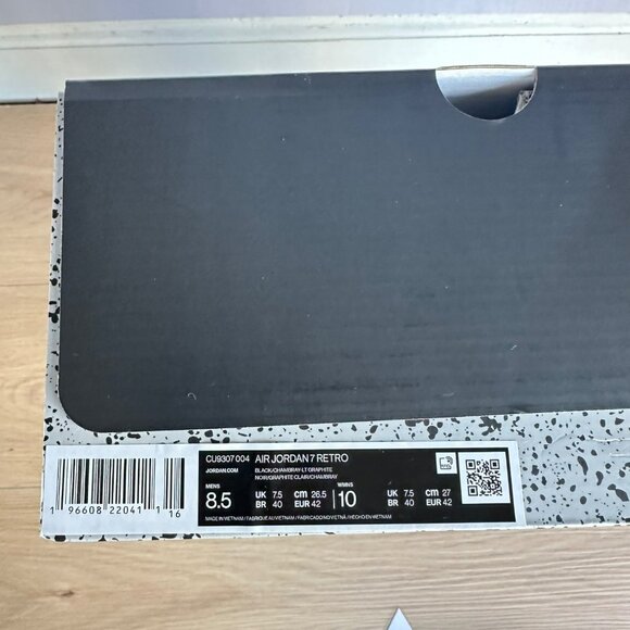 ⭐Nike Air Jordan 7 Retro Chambray Sz 10 Women's shoes Sneakers Black CU9307-004 - Picture 7 of 7